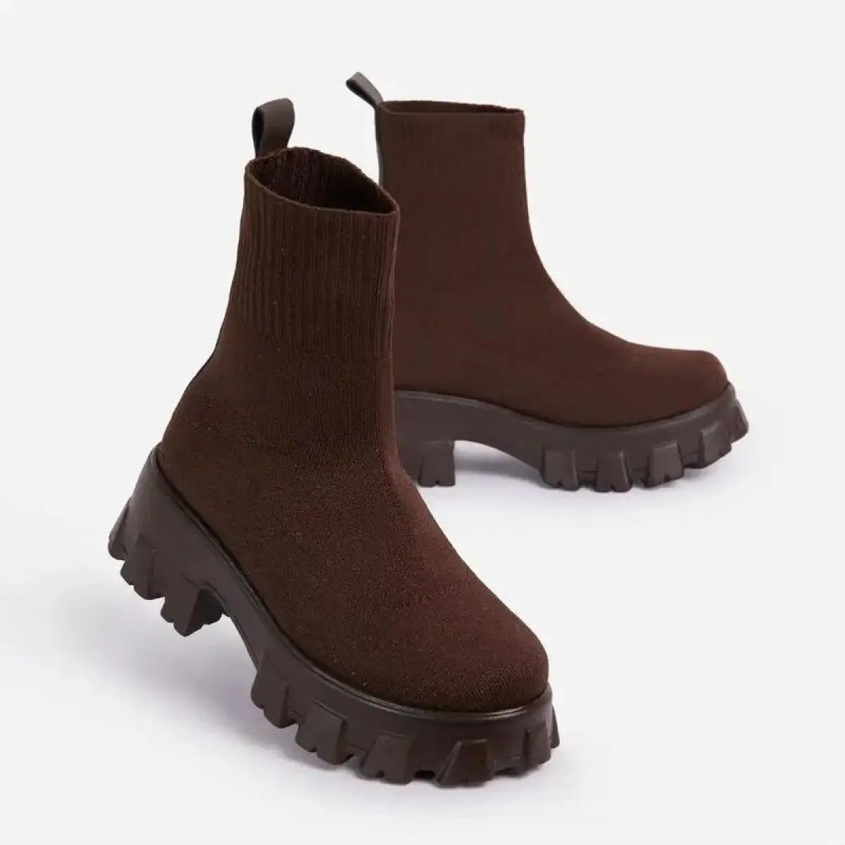 2022 Autunno Inverno Nuovo Paio di Calzini E Calzettoni Scarpe Da Donna Con La Suola Spessa Casual Netto Rosso Lavorato A Maglia