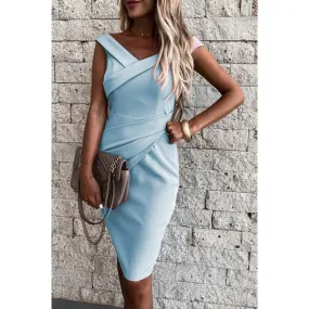 Abito elegante mini smanicato Montreal, celeste