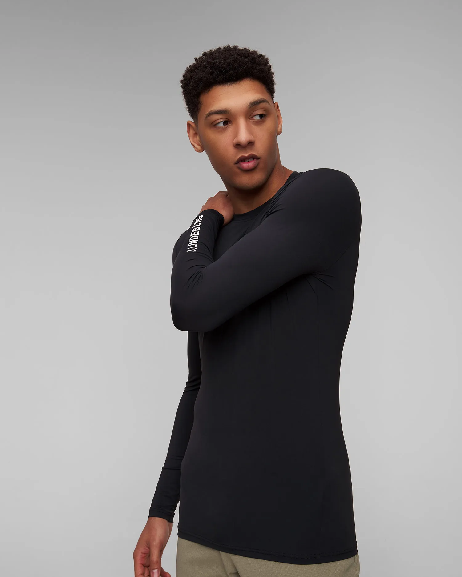 Maglietta a maniche lunghe nera da uomo J.Lindeberg Thor GMJT09160-9999