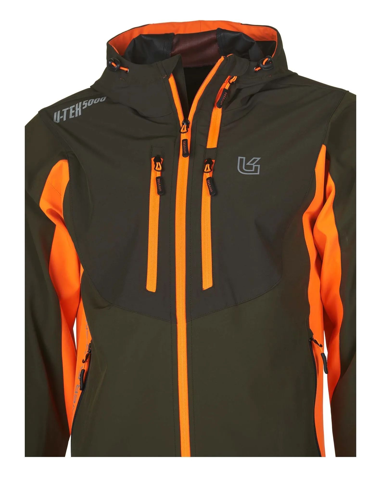 UNIVERS - GIACCA DA CACCIA ERGO VERDE A ERANCIONE IN SOFTSHELL U-TEX IMPERMEABILE                                            Pre